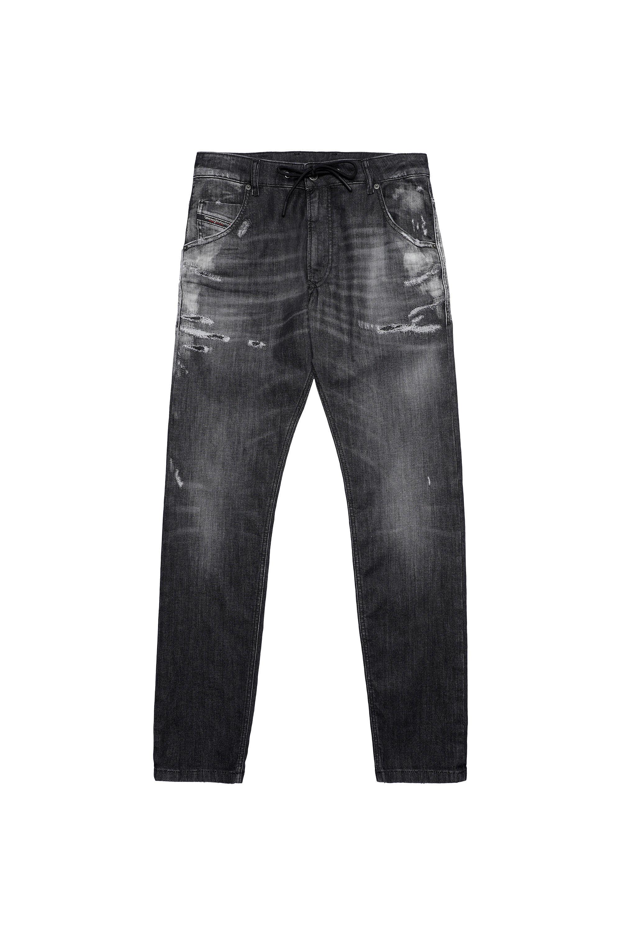 Diesel - Krooley JoggJeans® 09B53 Tapered, Negro/Gris oscuro - Image 2
