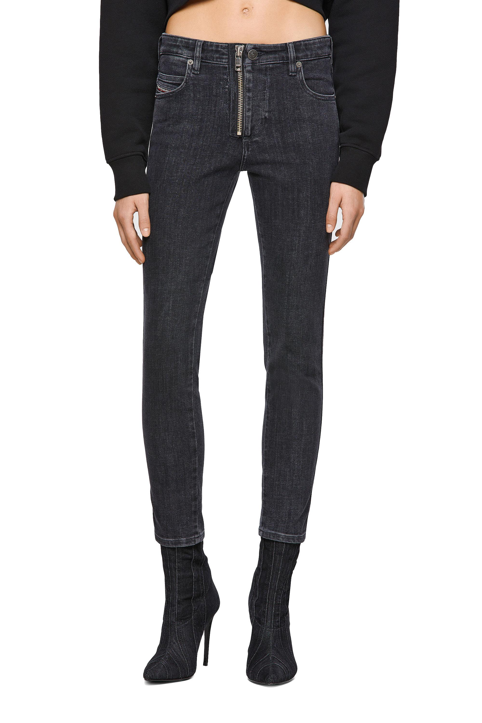 Diesel - 2015 BABHILA 09A67 Skinny Jeans, Negro/Gris oscuro - Image 3