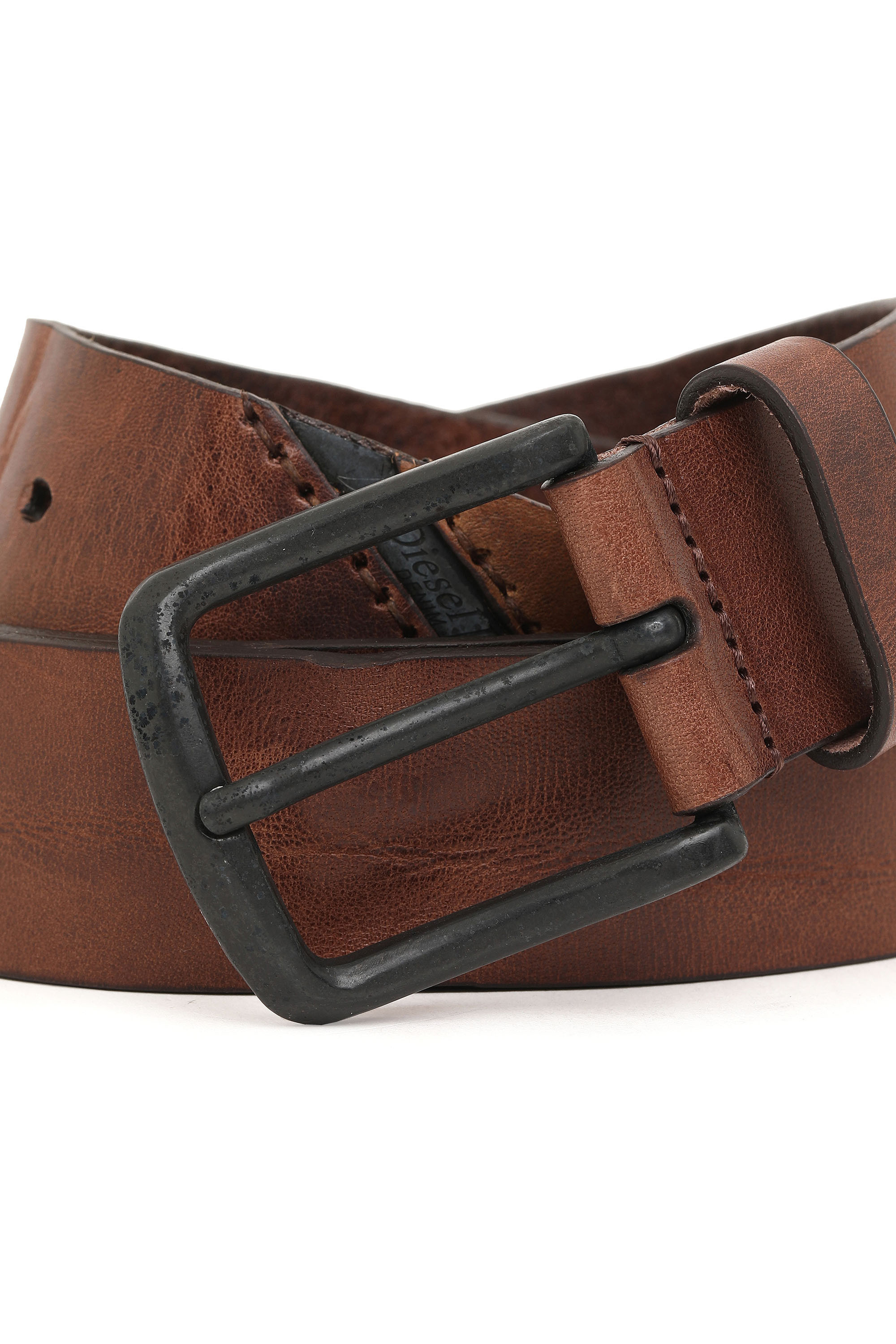 B-LINE Men: Treated leather belt with diesel logo | Diesel